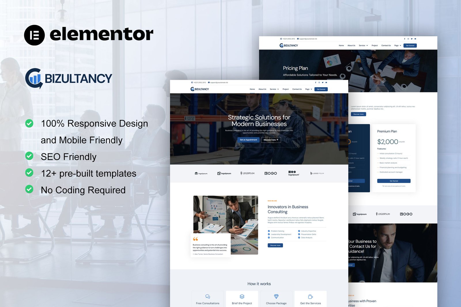 Business consulting elementor template kit