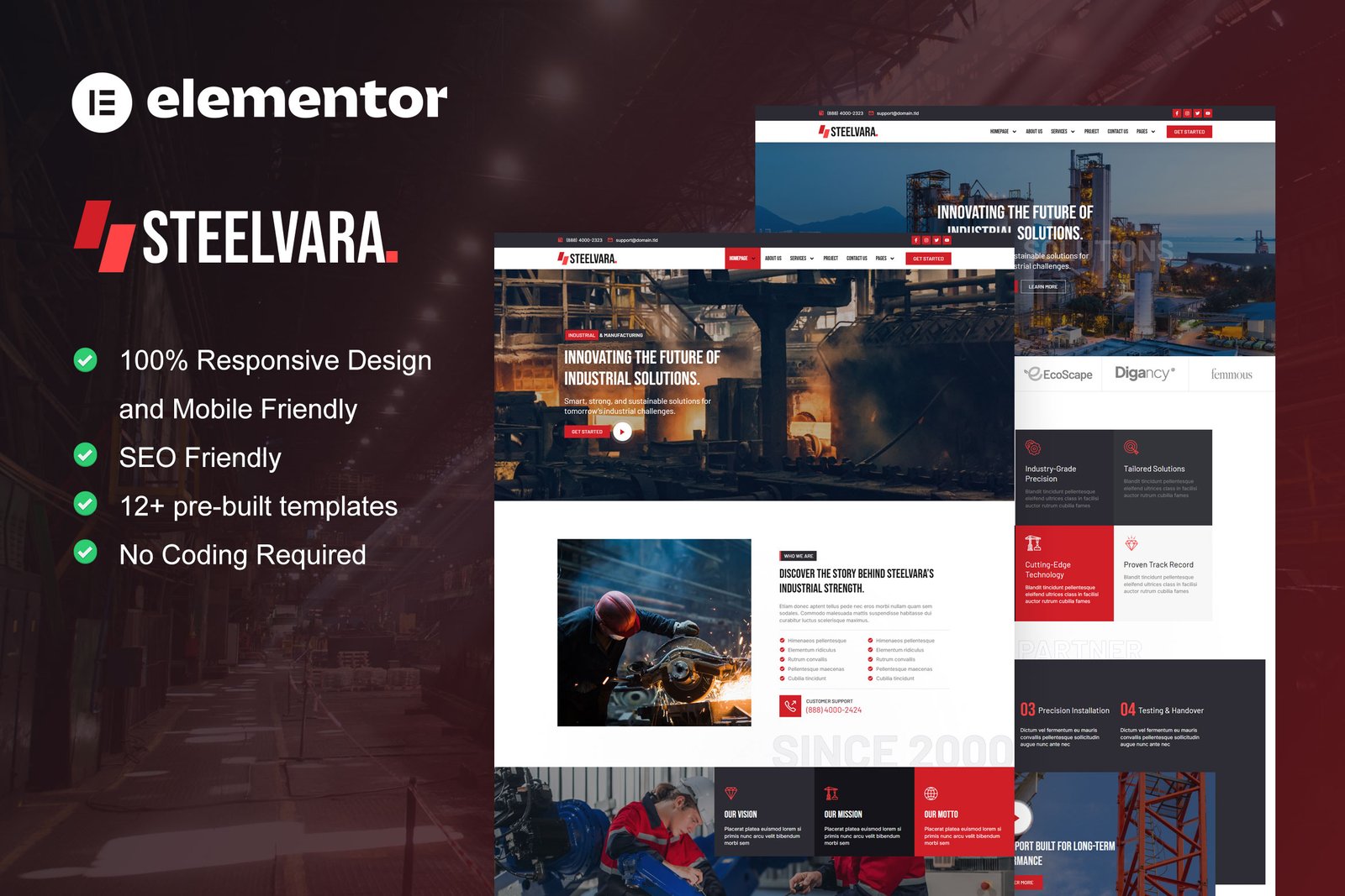 industrial elementor template kit